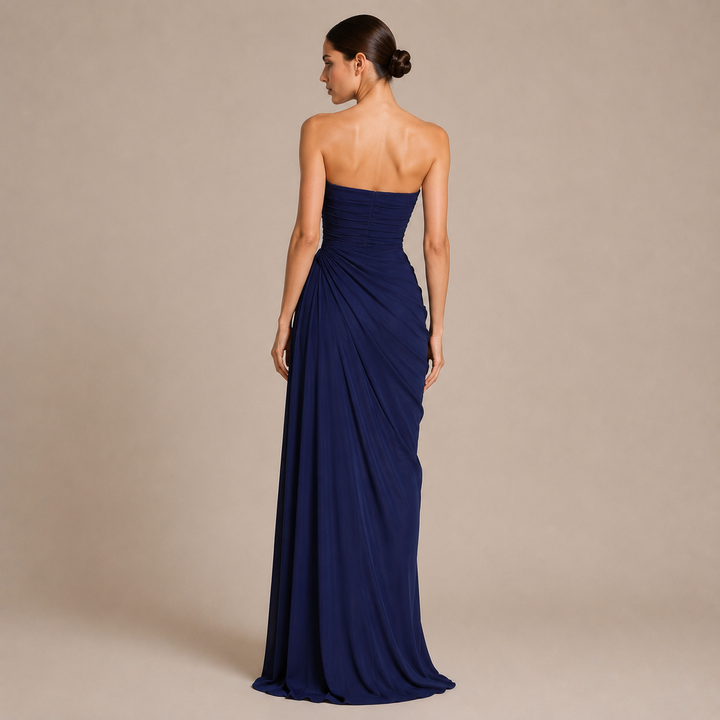 Robe Maxi Bandeau avec Drapé Latéral et Fente Haute