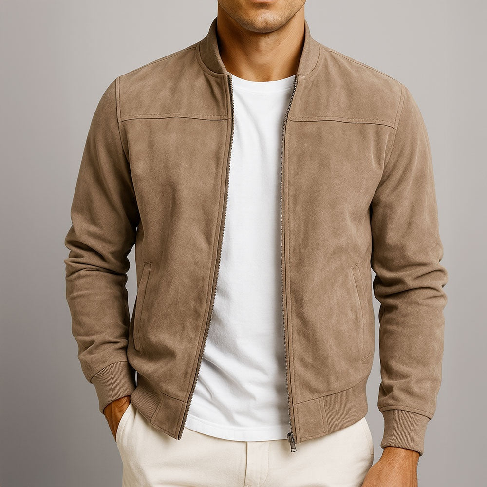 Alexis | Veste en Daim Homme Bomber Automne Col Montant