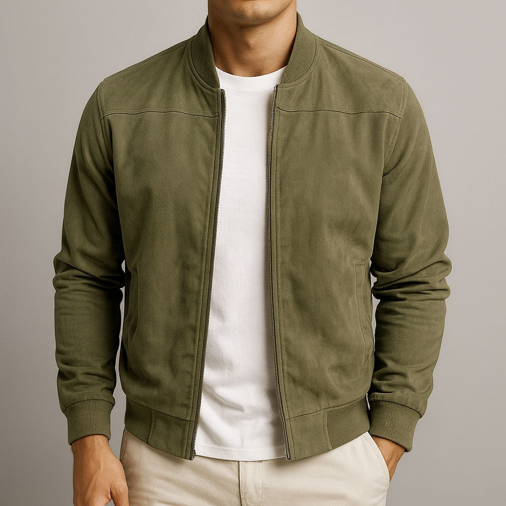 Alexis | Veste en Daim Homme Bomber Automne Col Montant