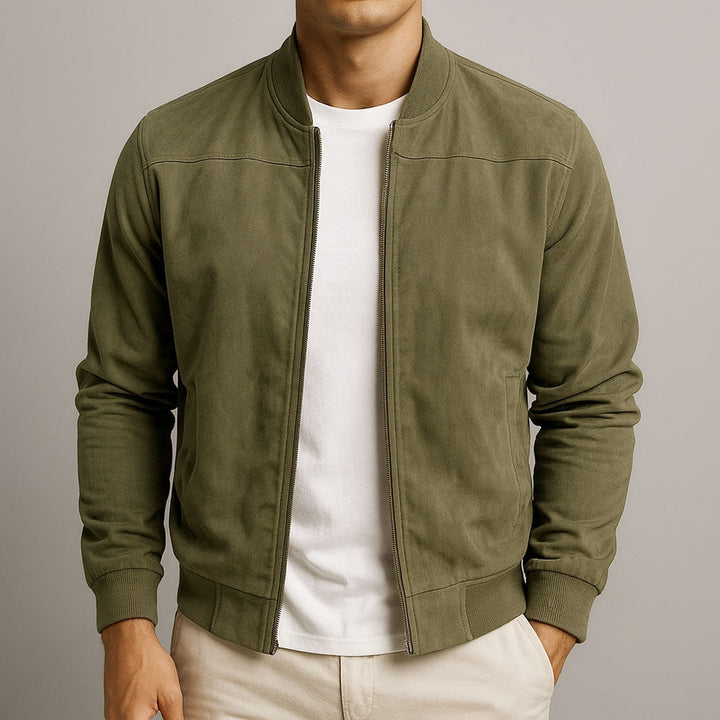 Alexis | Veste en Daim Homme Bomber Automne Col Montant