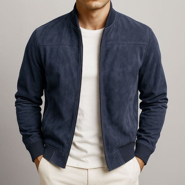 Alexis | Veste en Daim Homme Bomber Automne Col Montant