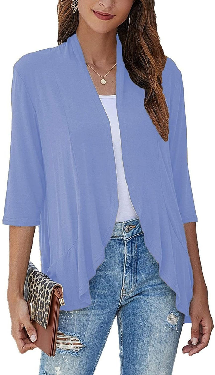 Alice | Cardigan Long Ouvert Femme Manches 3/4 Drapé