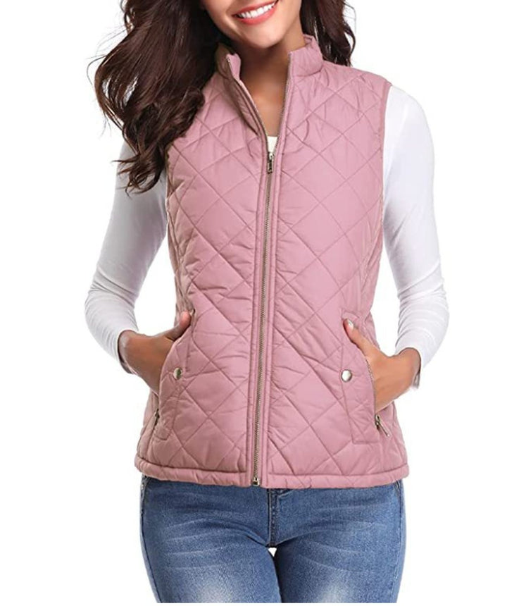 Alice | Gilet Sans Manche Femme Court Matelassé Zippé Col Montant