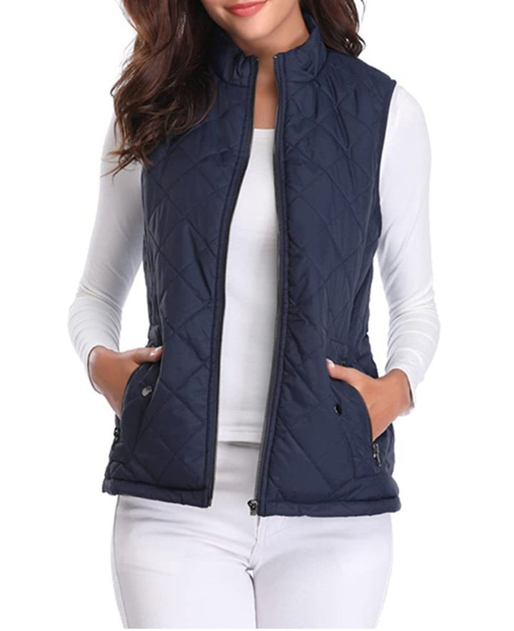 Alice | Gilet Sans Manche Femme Court Matelassé Zippé Col Montant