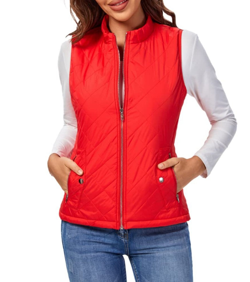 Alice | Gilet Sans Manche Femme Court Matelassé Zippé Col Montant