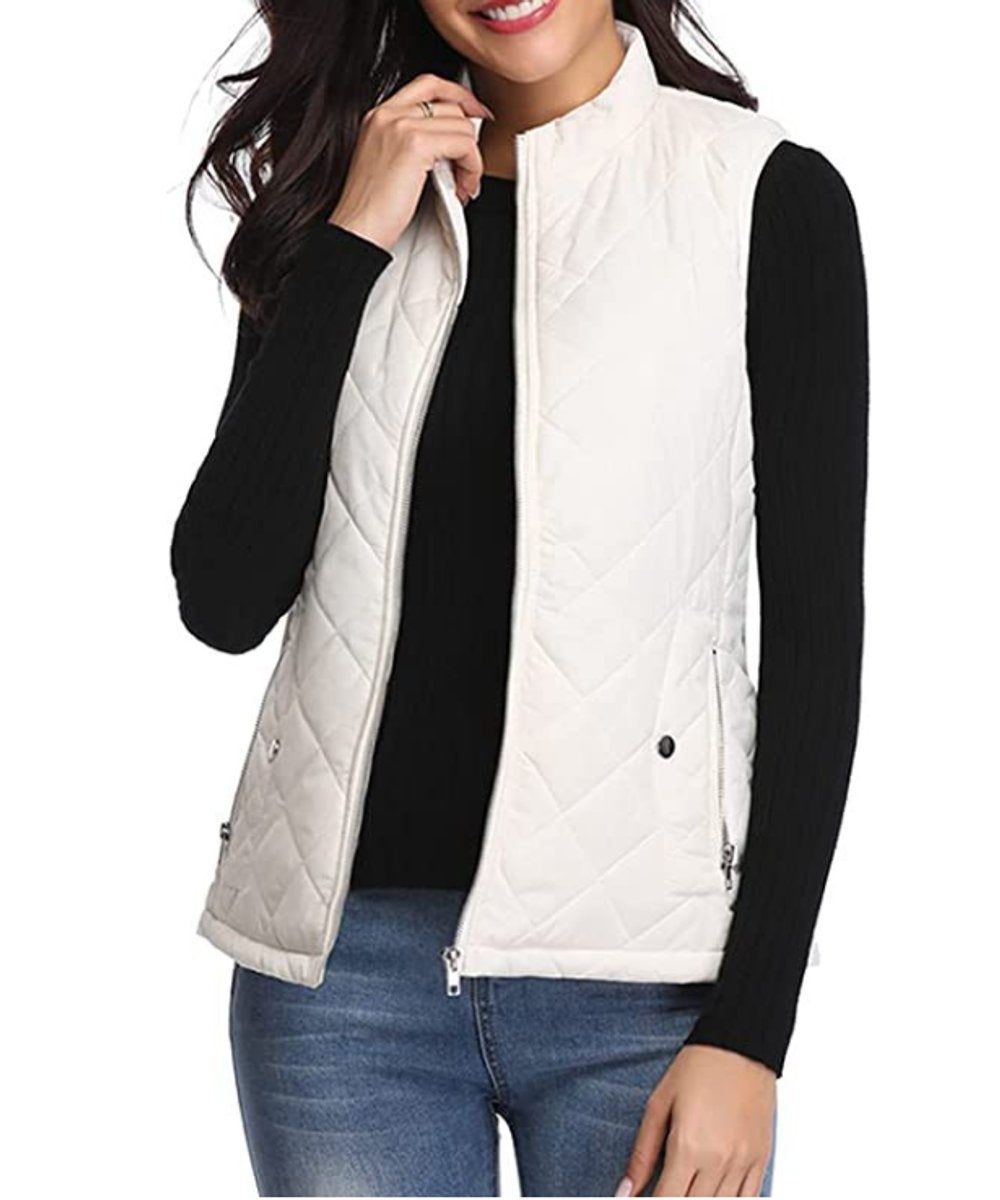 Alice | Gilet Sans Manche Femme Court Matelassé Zippé Col Montant