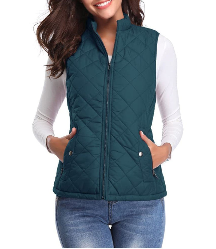 Alice | Gilet Sans Manche Femme Court Matelassé Zippé Col Montant
