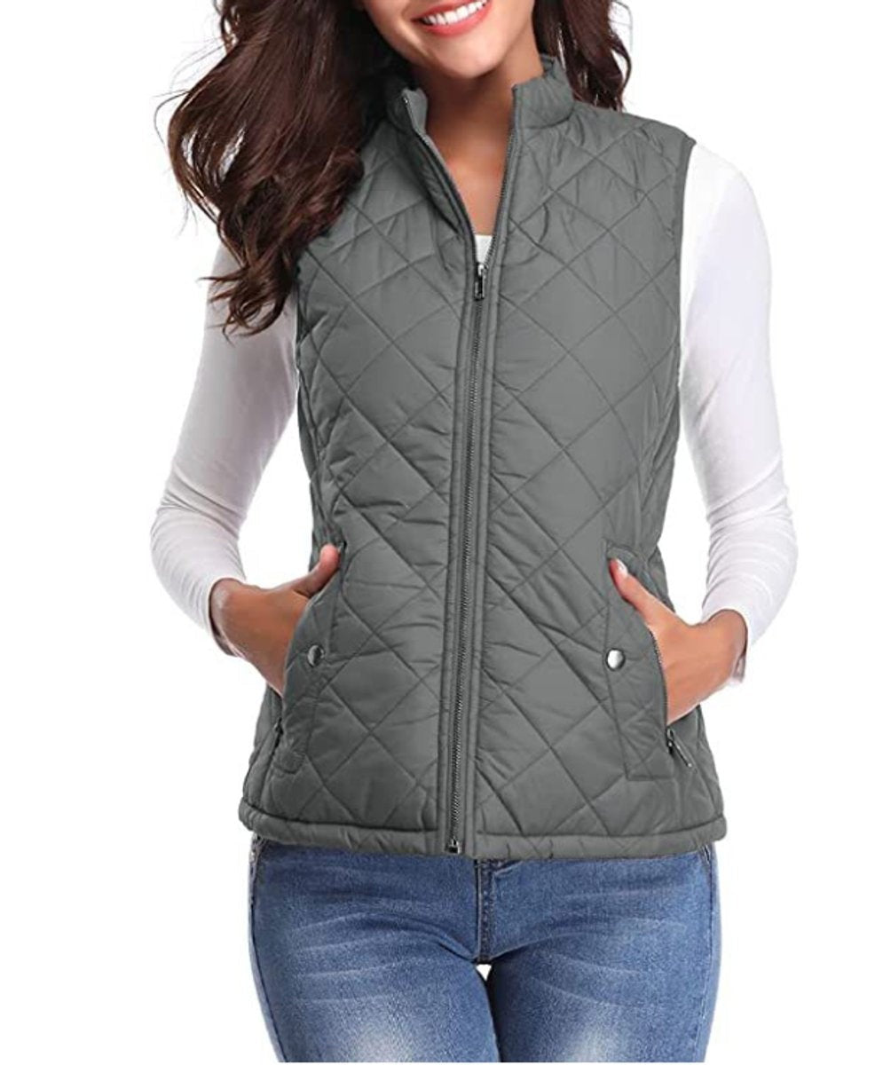Alice | Gilet Sans Manche Femme Court Matelassé Zippé Col Montant