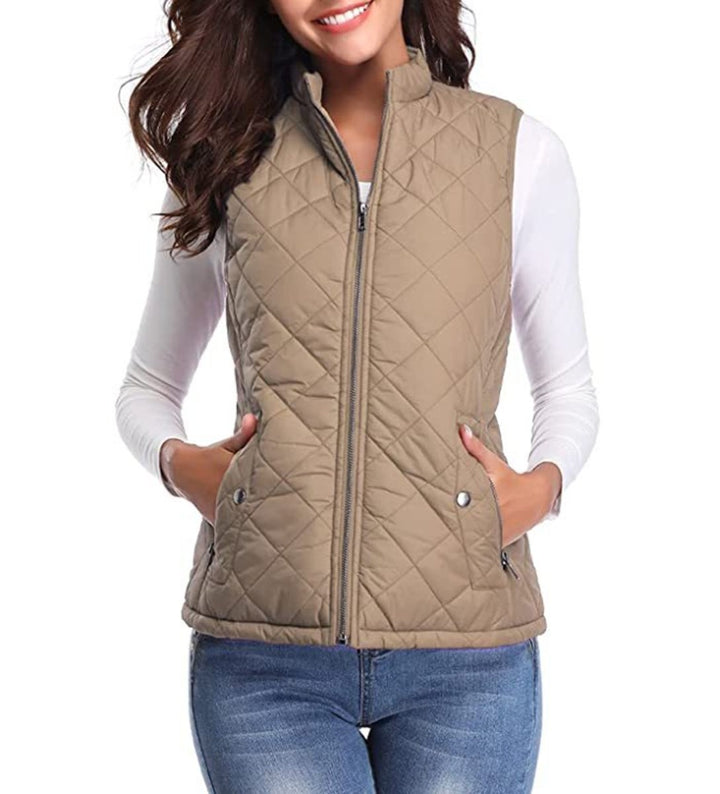 Alice | Gilet Sans Manche Femme Court Matelassé Zippé Col Montant
