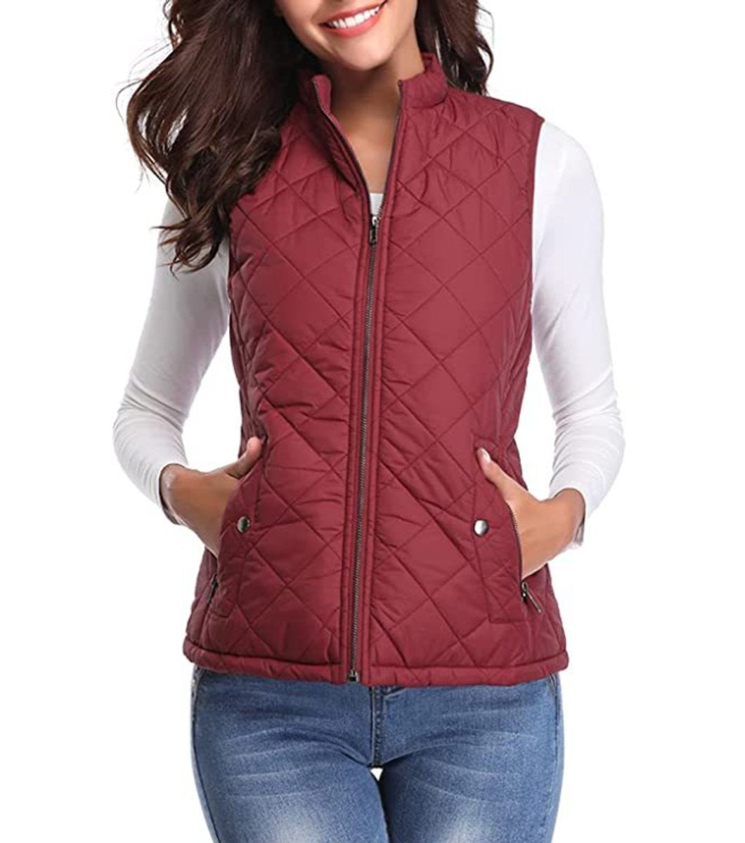Alice | Gilet Sans Manche Femme Court Matelassé Zippé Col Montant