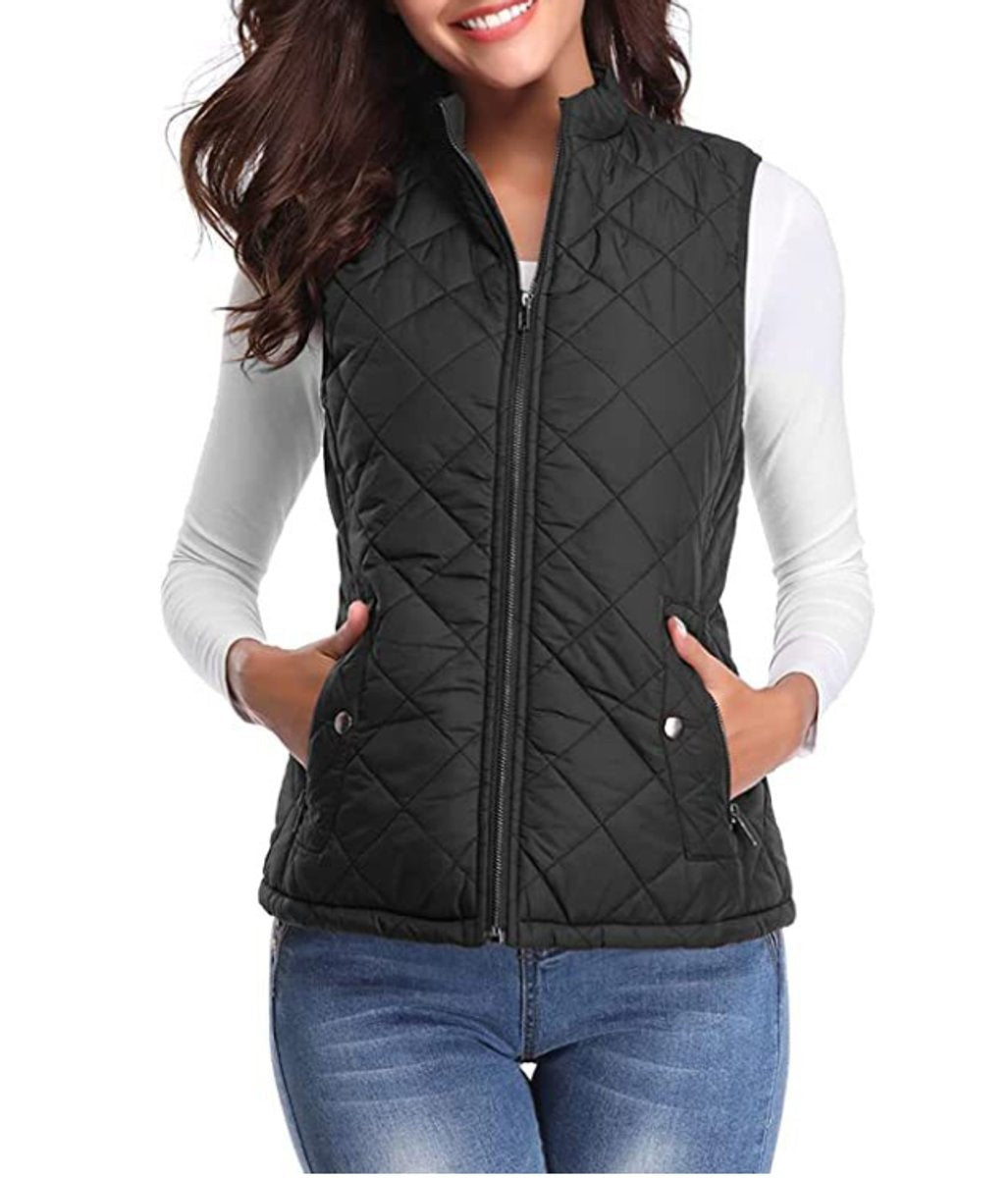 Alice | Gilet Sans Manche Femme Court Matelassé Zippé Col Montant