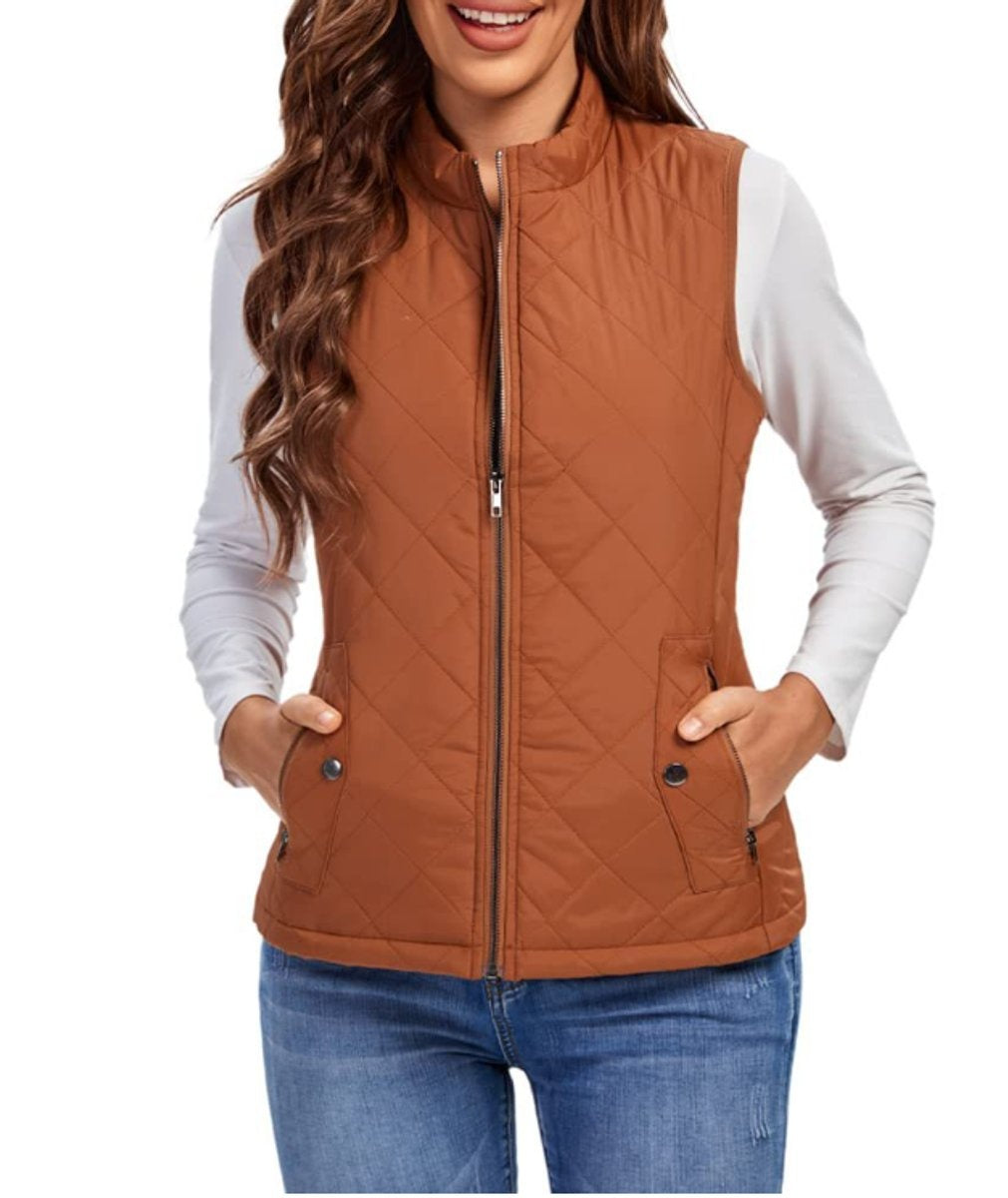 Alice | Gilet Sans Manche Femme Court Matelassé Zippé Col Montant