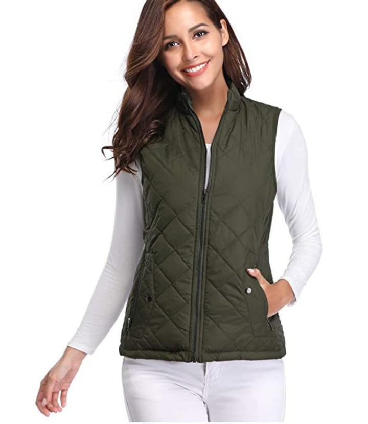 Alice | Gilet Sans Manche Femme Court Matelassé Zippé Col Montant