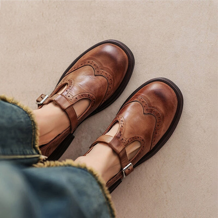 Alice | Mary Jane Shoes en Cuir Femme Babies Boucle Vintage