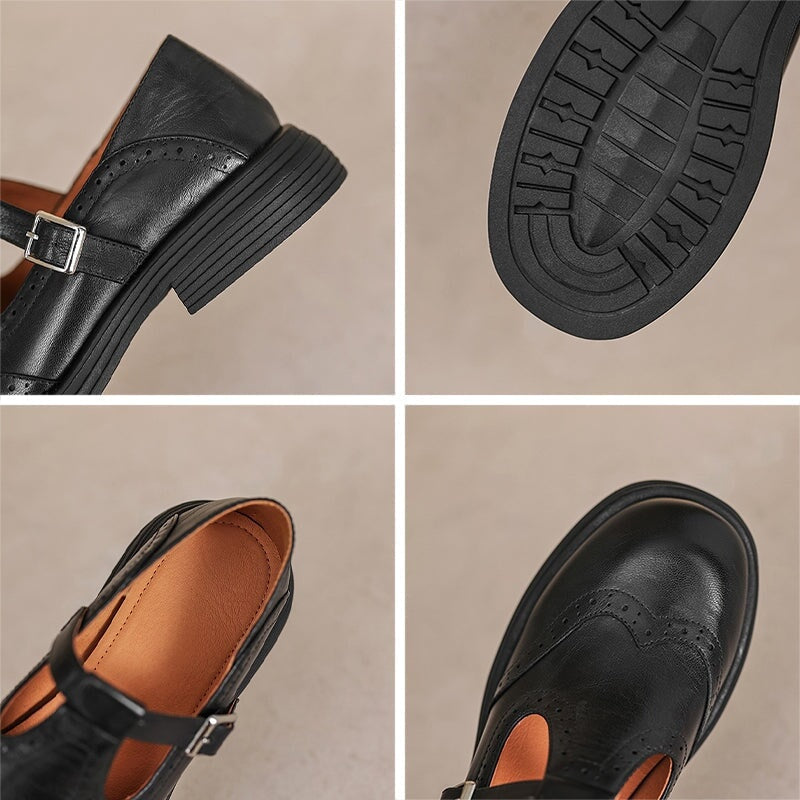 Alice | Mary Jane Shoes en Cuir Femme Babies Boucle Vintage