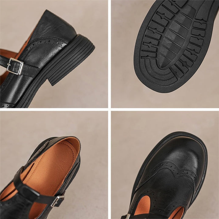 Alice | Mary Jane Shoes en Cuir Femme Babies Boucle Vintage