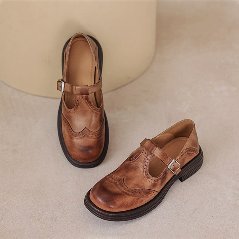 Alice | Mary Jane Shoes en Cuir Femme Babies Boucle Vintage