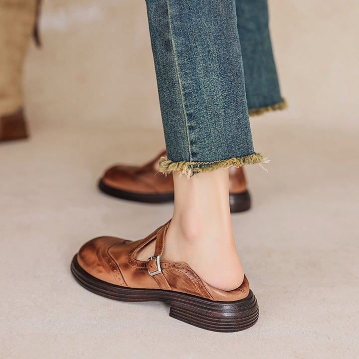 Alice | Mary Jane Shoes en Cuir Femme Babies Boucle Vintage