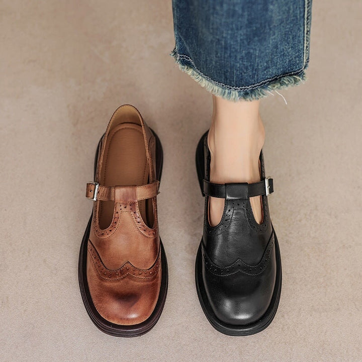 Alice | Mary Jane Shoes en Cuir Femme Babies Boucle Vintage