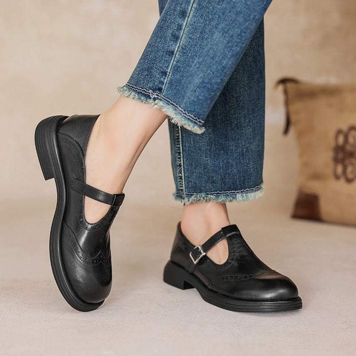 Alice | Mary Jane Shoes en Cuir Femme Babies Boucle Vintage