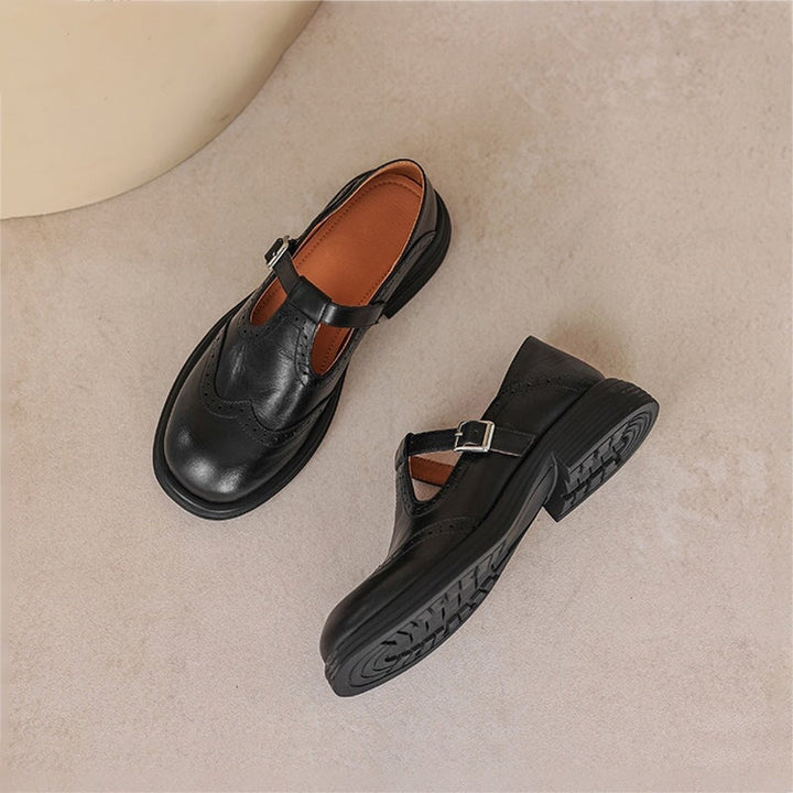 Alice | Mary Jane Shoes en Cuir Femme Babies Boucle Vintage