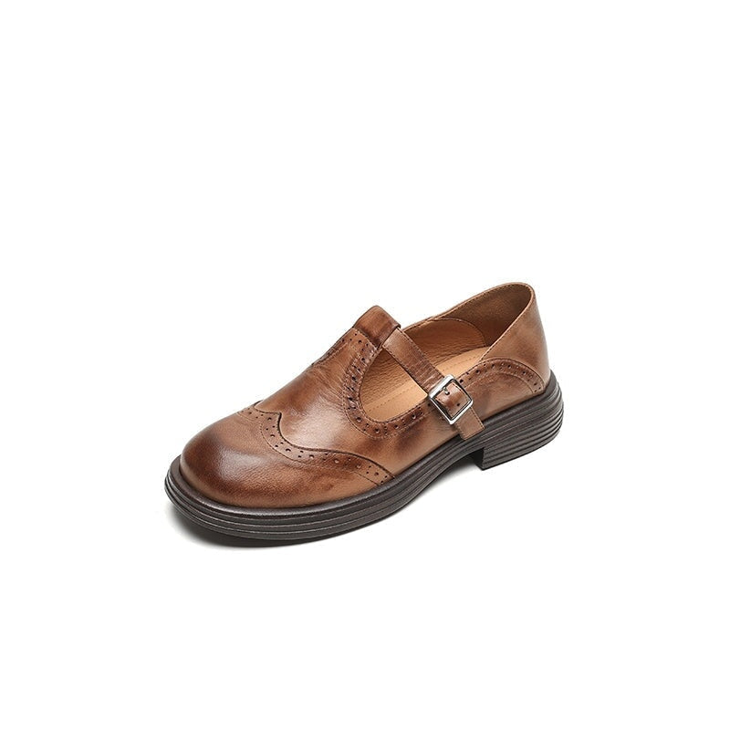 Alice | Mary Jane Shoes en Cuir Femme Babies Boucle Vintage