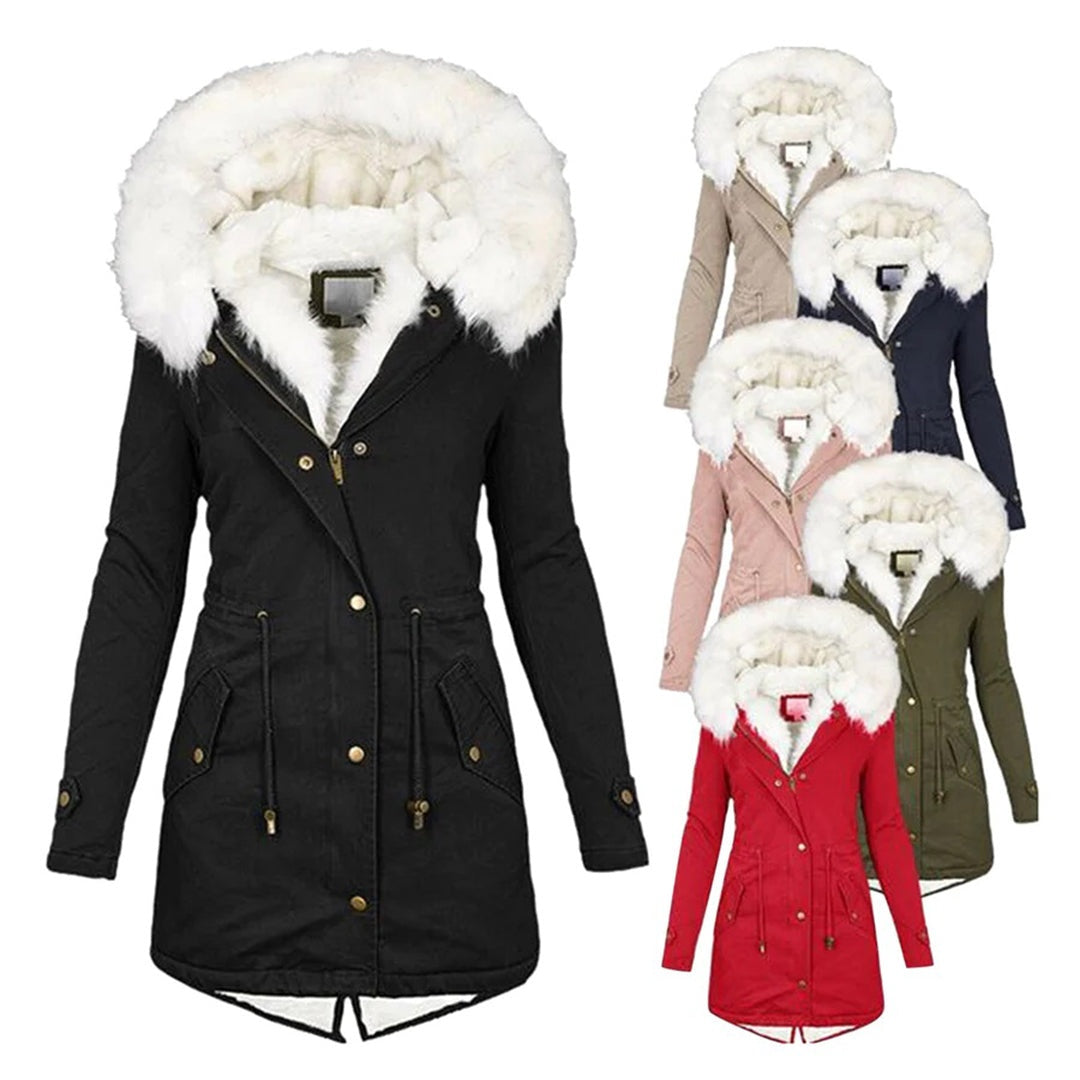 Alice | Parka Longue Femme Capuche Fourrure Doublée Hiver