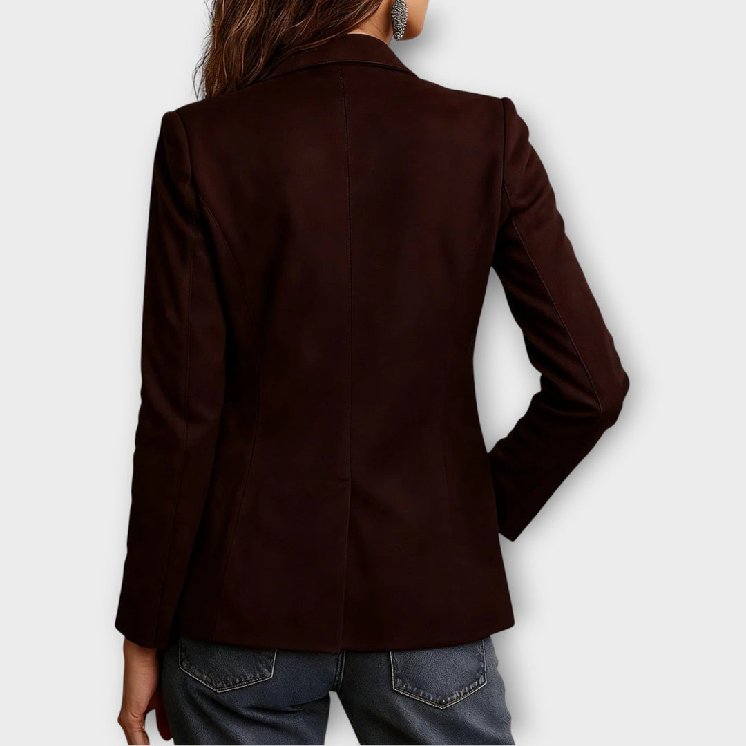 Amélie | Blazer en Daim Femme Poches Plaquées Style Vintage