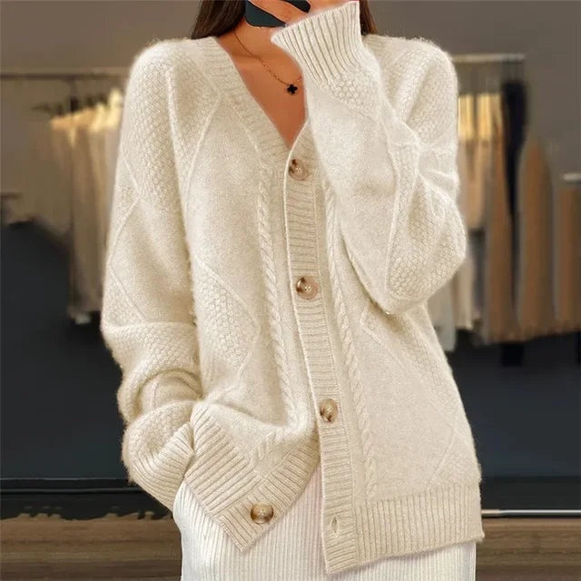 Amélie | Cardigan Cachemire Femme Boutons Maille Douce