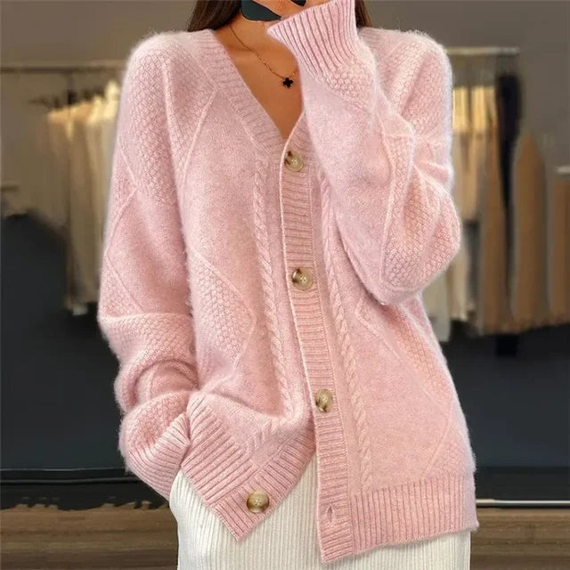 Amélie | Cardigan Cachemire Femme Boutons Maille Douce
