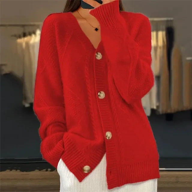 Amélie | Cardigan Cachemire Femme Boutons Maille Douce