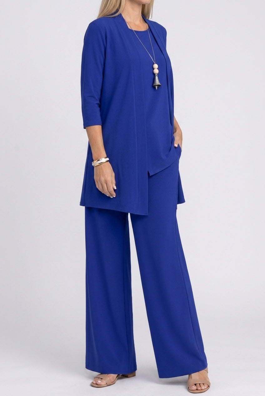 Amélie | Cardigan Long Femme Ensemble 3 Pièces Pantalon Jambes Larges