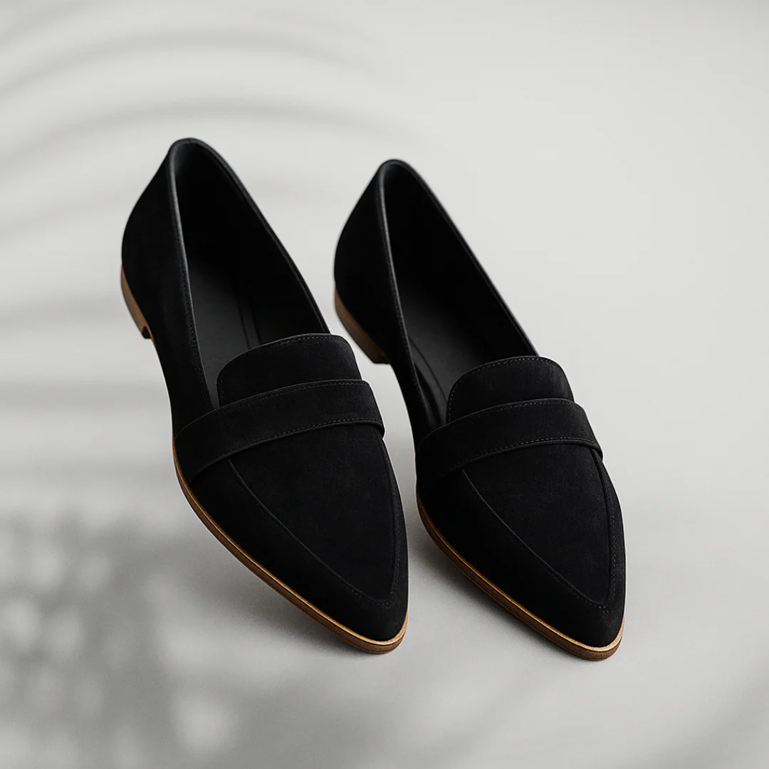 Amélie | Loafers Femme Mocassin en Daim Semelle Plate