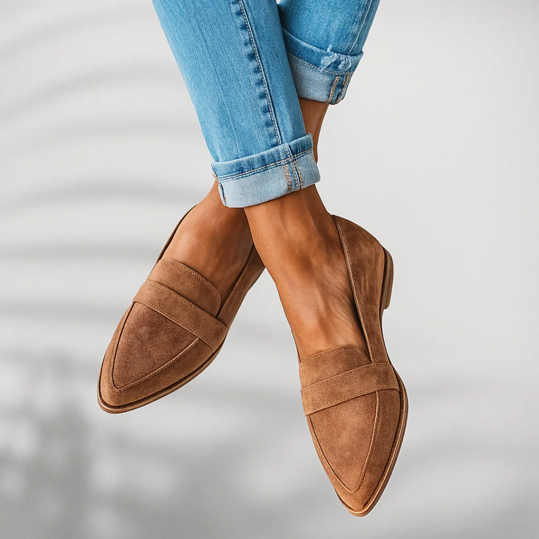 Amélie | Loafers Femme Mocassin en Daim Semelle Plate