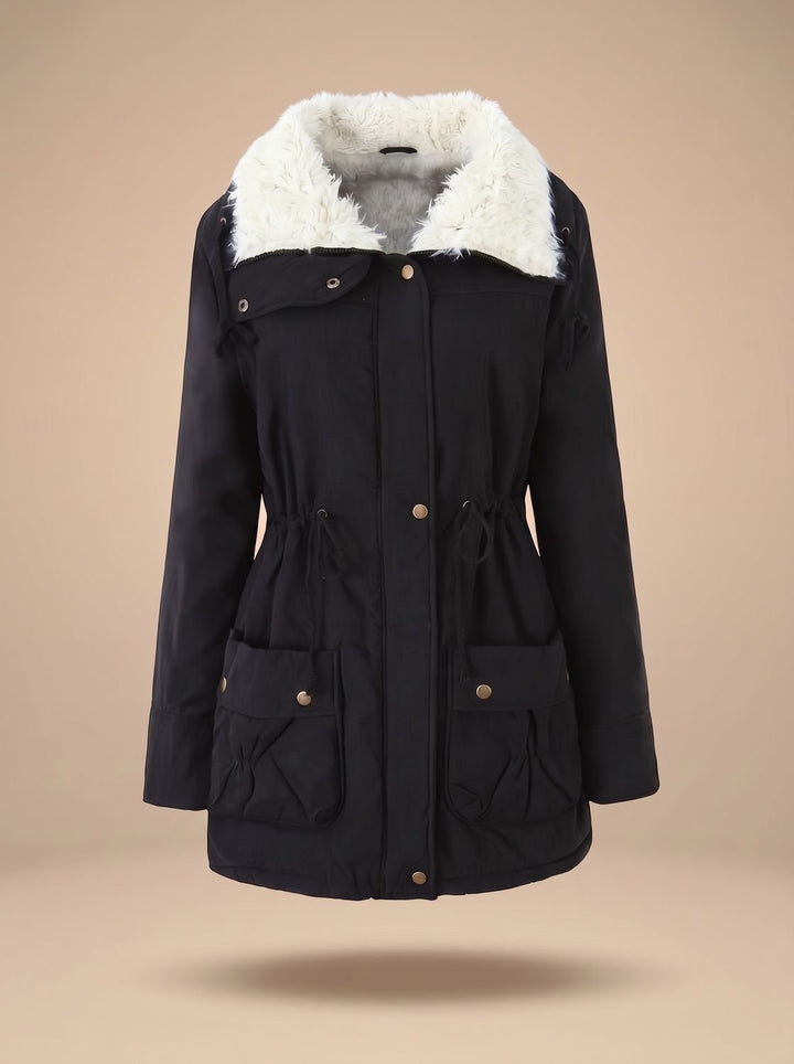 Amélie | Parka Femme Manteau Fausse Fourrure à Capuche Taille Cintrée