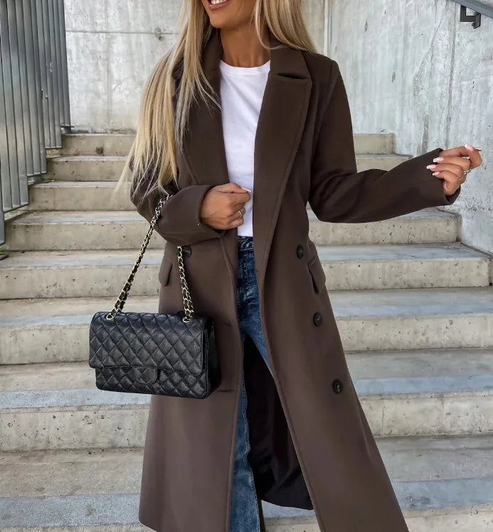 Amélie | Trench Long Femme Manteau Chic Boutons