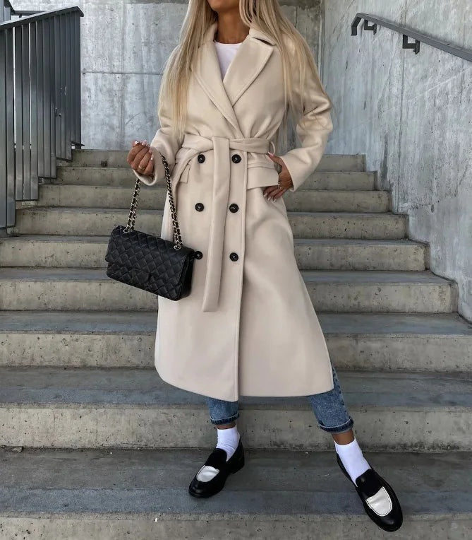 Amélie | Trench Long Femme Manteau Chic Boutons
