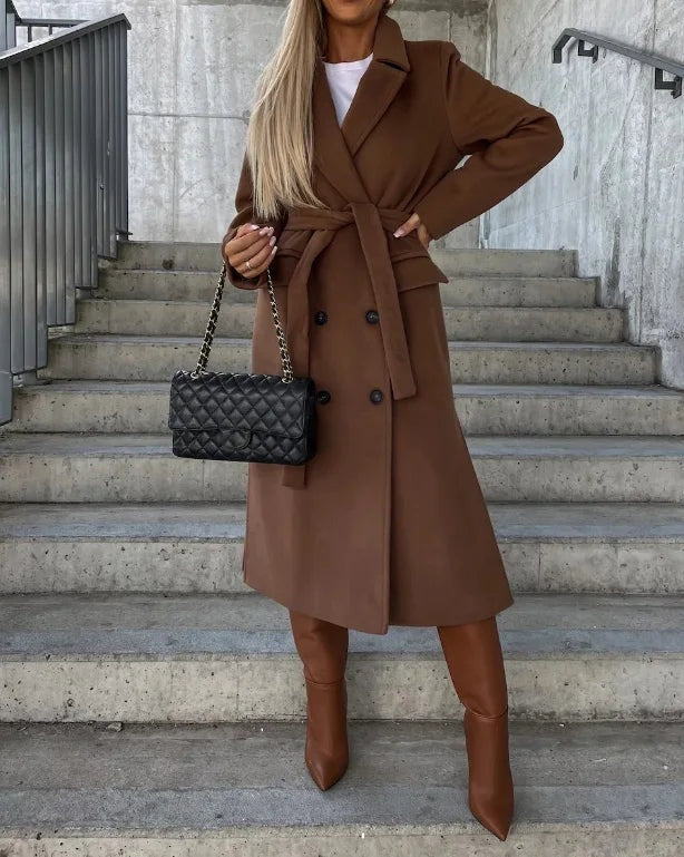 Amélie | Trench Long Femme Manteau Chic Boutons