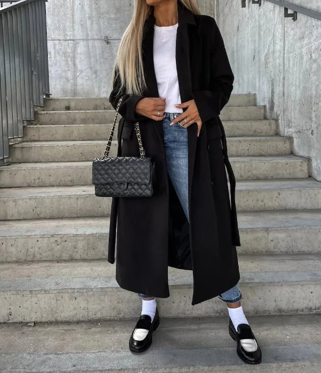 Amélie | Trench Long Femme Manteau Chic Boutons