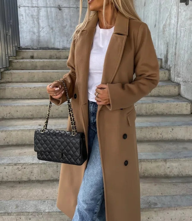 Amélie | Trench Long Femme Manteau Chic Boutons