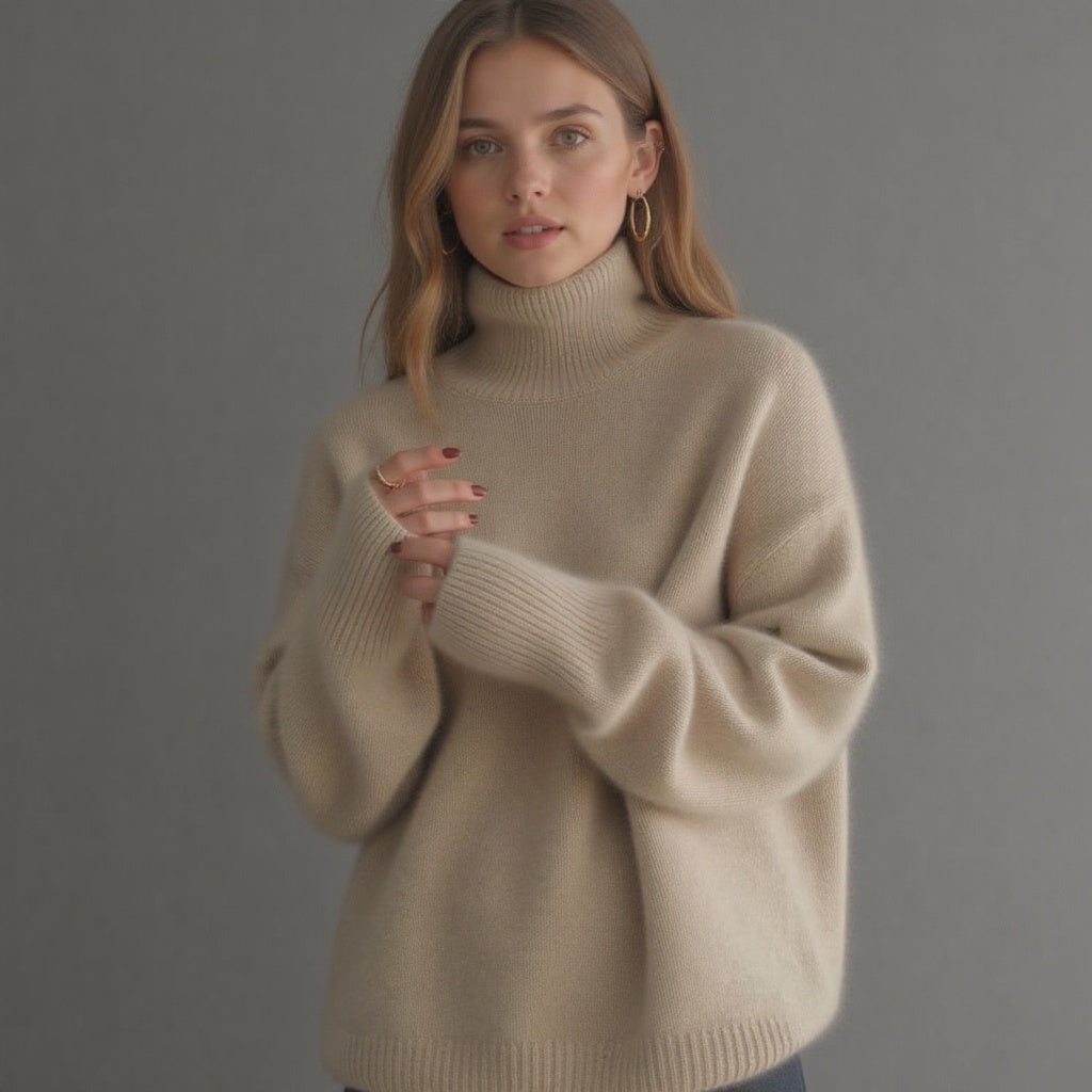 Anaïs | Pull Cachemire Col Roulé Oversize Femme
