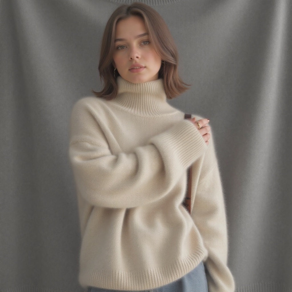 Anaïs | Pull Cachemire Col Roulé Oversize Femme