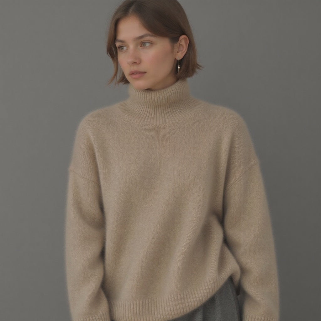 Anaïs | Pull Cachemire Col Roulé Oversize Femme