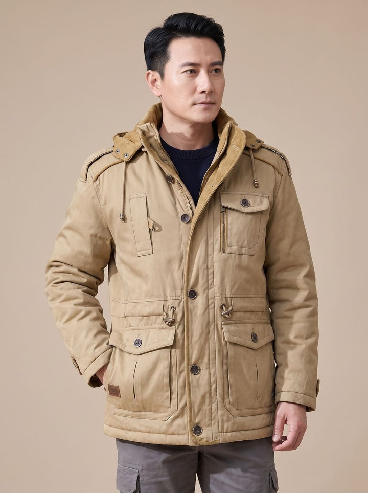 Antoine | Parka Homme Hiver à Capuche Amovible Manteau Court Multipoches