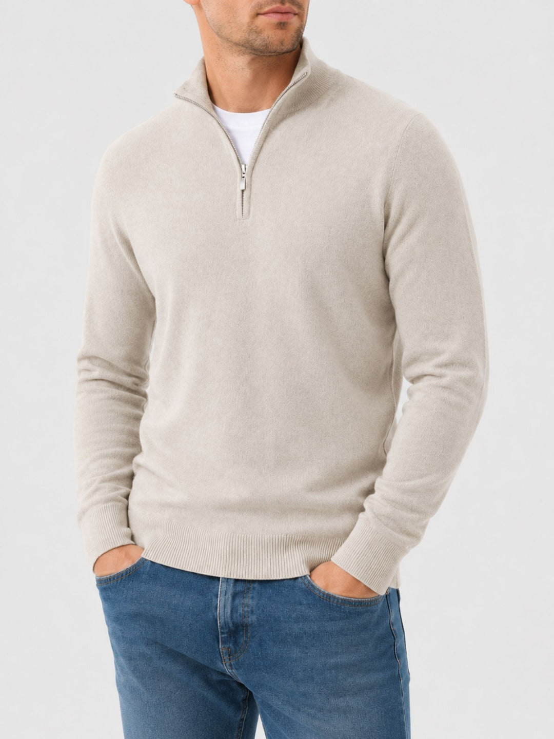 Antoine | Pull en Laine Homme Demi-Zippé Col Montant