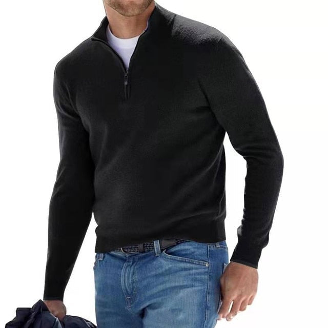 Antoine | Pull en Laine Homme Demi-Zippé Col Montant