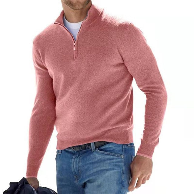 Antoine | Pull en Laine Homme Demi-Zippé Col Montant
