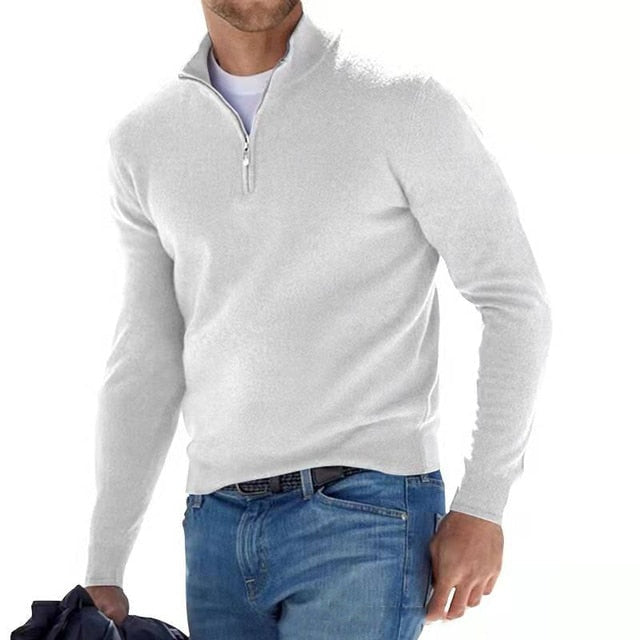 Antoine | Pull en Laine Homme Demi-Zippé Col Montant