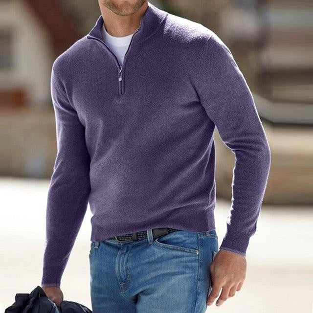 Antoine | Pull en Laine Homme Demi-Zippé Col Montant
