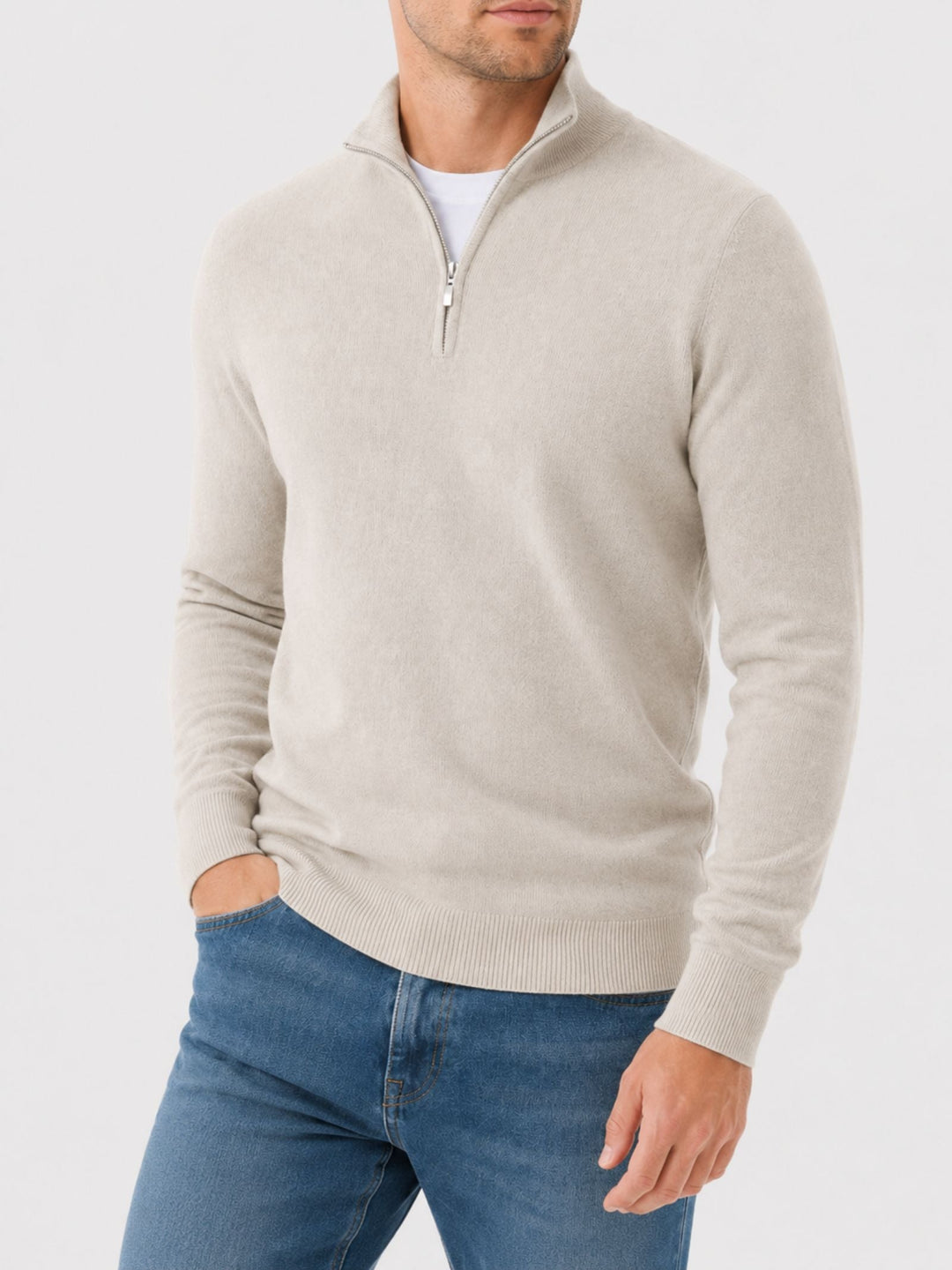 Antoine | Pull en Laine Homme Demi-Zippé Col Montant